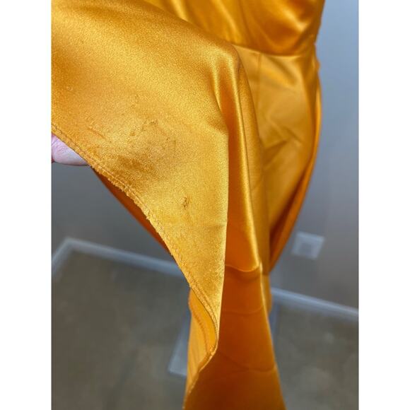 The Sei Asymmetric One Shoulder Drape Orange Mango Silk Maxi Dress Size 0 - Picture 7 of 11